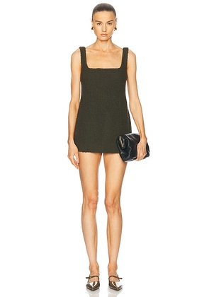 Toteme Square Neck Boucle Dress in Dark Olive - Olive. Size 38 (also in 40).