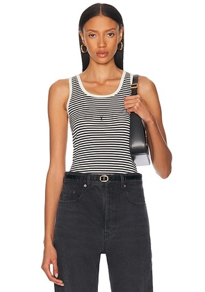 Saint Laurent Tank Top in Noir & Naturel - Black. Size L (also in M, XL).