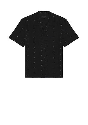 Rag & Bone Avery Embroiderd Linen Shirt in Black - Black. Size L (also in M, S).