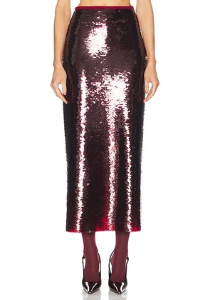 SEV Sequin Midi Skirt in Burgundy - Burgundy. Size 34 (also in 36).