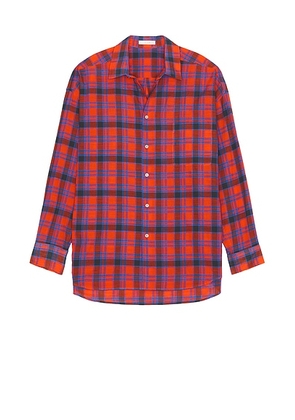 The Row Lancaster Plaid Shirt in Red & Blue - Red. Size L (also in ).