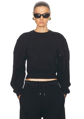 Saint Laurent Cropped Sweater in Noir - Black. Size L (also in M, XS).