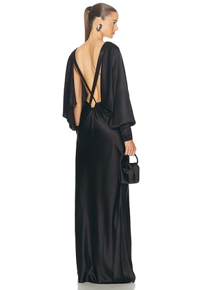 Saint Laurent V-neck Long Dress in Noir - Black. Size 34 (also in ).