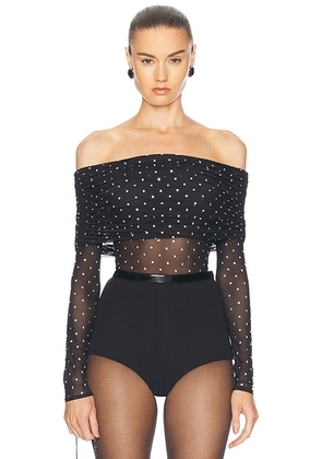 Retrofete Oriana Mesh Top in Black & Silver - Black. Size L (also in M, S).