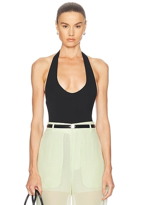 SANS FAFF Bamboo Halter Bodysuit in Black - Black. Size L (also in M, S, XS).