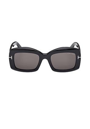 TOM FORD Venetia Sunglasses in Shiny Black & Smoke - Black. Size all.