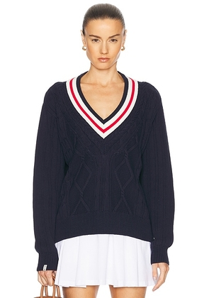 THE UPSIDE Renshaw Josette V Neck Sweater in Navy - Navy. Size M (also in XS).
