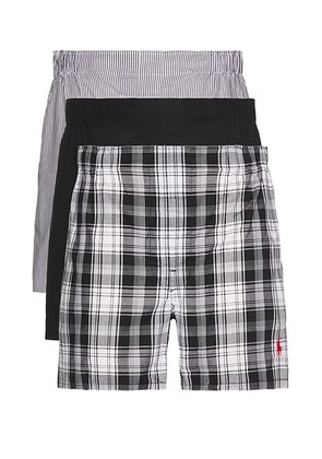 Polo Ralph Lauren Classic Fit Cotton Boxer 3 Pack in Bengal Stripe  Stockton Plaid  & Polo Black - Multi. Size XXL/2X (also in ).