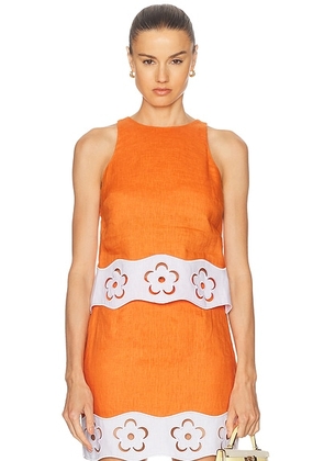 Staud Mika Linen Top in Apricot & White - Orange. Size L (also in ).