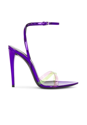 Saint Laurent Fever Sandal in Violet  Green  & Fuxia - Purple. Size 36 (also in 36.5, 37, 38, 39, 39.5, 40, 41).