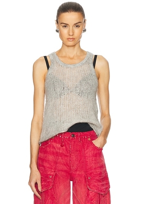 R13 Sweater Tank Top in Light Heather Grey Mohair - Grey. Size M (also in S, XS).