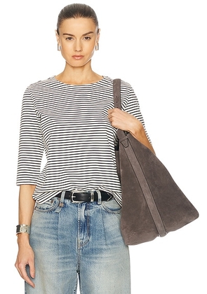 R13 Elbow Sleeve Stripe Tee in Navy & Ecru Narrow Stripe - Navy. Size XS (also in ).