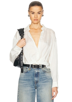 R13 Twisted Front Top in White - White. Size S (also in ).