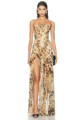 Retrofete Nicole Dress in Vintage Cheetah - Brown. Size L (also in ).