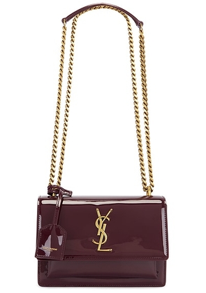 Saint Laurent Small Sunset Chain Bag in Red Wine - Wine. Size all.
