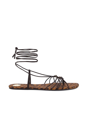 Saint Laurent Babylone Flat Sandal in Harris Eagle Brown - Brown. Size 37 (also in 38, 39, 39.5, 40, 41).
