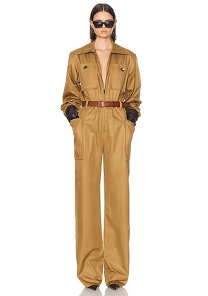 Saint Laurent Long Sleeve Jumpsuit in Camel - Tan. Size 36 (also in 42).