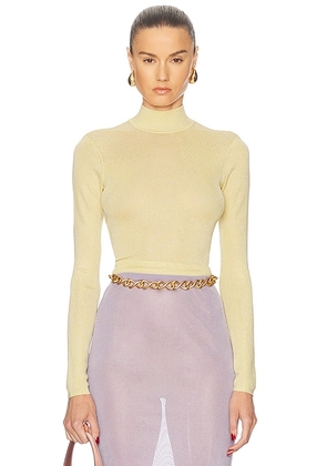 Self-portrait Viscose Knit Top in Yellow - Yellow. Size L (also in ).