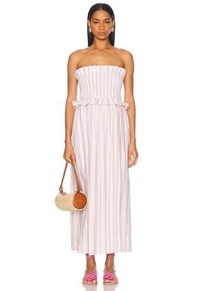 Posse Coby Strapless Dress in Vintage Stripe - Pink. Size L (also in M, XS).