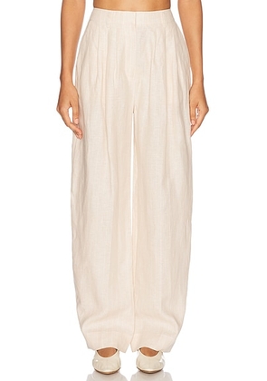 Posse Lucille Trouser in Beige Pinstripe - Beige. Size L (also in M, S, XS).