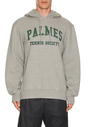 Palmes Mats Hooded Sweatshirt in Grey Melange & Green - Grey. Size M (also in S).