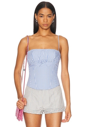 Sandy Liang Hotaru Top in Blue Multi - Baby Blue. Size L (also in S, XS).