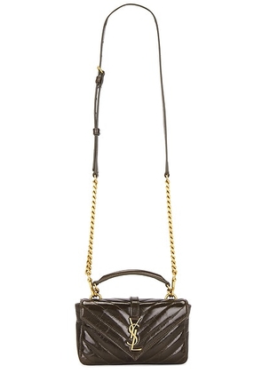 Saint Laurent Mini College Chain Bag in Light Musk - Charcoal,Brown. Size all.