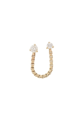 STONE AND STRAND Diamond Block Chain Double Stud Earring in 14k Yellow Gold & White Diamond - Metallic Gold. Size all.