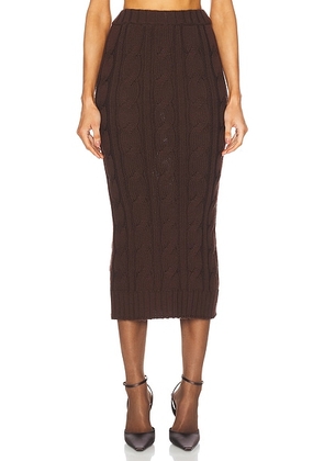 Rowen Rose Long Knit Skirt in Brown - Brown. Size S (also in ).