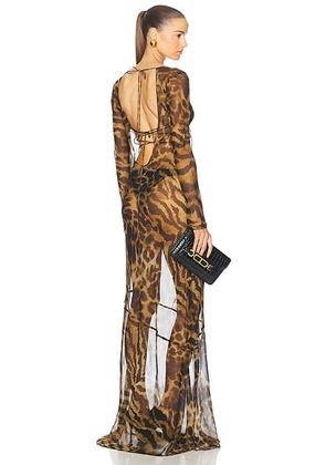 Retrofete Vienna Dress in Vintage Mixed Animal - Brown. Size L (also in M, S, XL, XS).