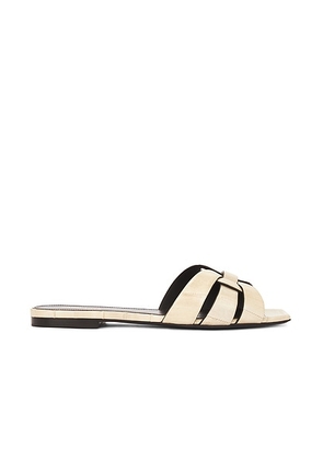 Saint Laurent Tribute Flat Sandal in Brave Ivory - Ivory. Size 36 (also in 41).