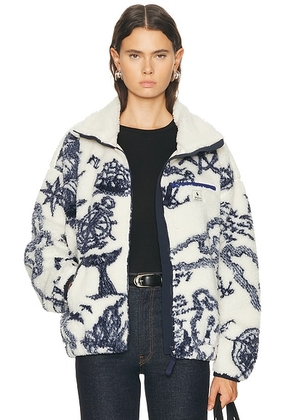 Polo Ralph Lauren Zip Up Fleece Jacket in Winter Cream - Navy. Size L (also in XS).