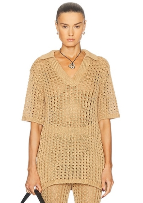 SIMONMILLER Brisas Crochet Polo Top in Natural - Neutral. Size S (also in ).