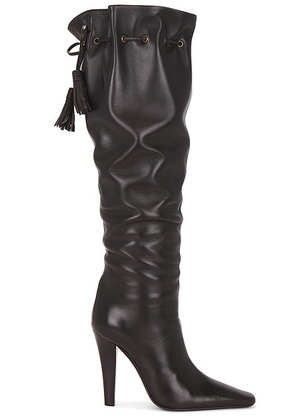 Saint Laurent Knee High Boot in Harris Eagle Brown - Chocolate. Size 36.5 (also in ).