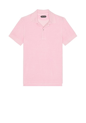 TOM FORD Towelling Short Sleeve Polo in Quartz Pink - Pink. Size 50 (also in ).