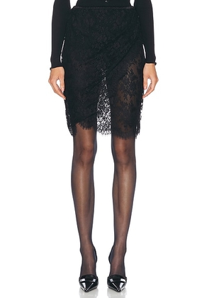 Saint Laurent Lace Wrap Skirt in Noir - Black. Size 40 (also in 38).