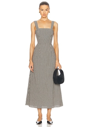 Posse Amelia Square Neck Dress in Gingham Black & Cream - Black. Size L (also in M).