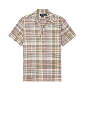Polo Ralph Lauren Short Sleeve Classic Oxford Andy Camp Shirt in Khaki Green Multi - Brown. Size XL/1X (also in ).