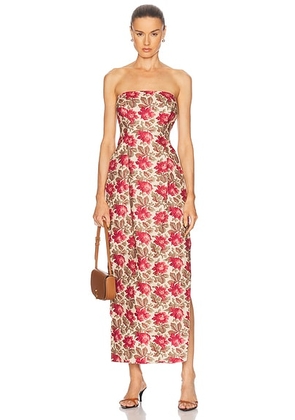 Posse Rosalie Strapless Dress in Rose Bud - Red. Size L (also in M, XS).