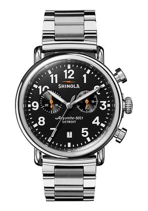 Shinola Runwell 2 Eye Chrono 41mm Watch Silver Bracelet in Black - Metallic Silver. Size all.
