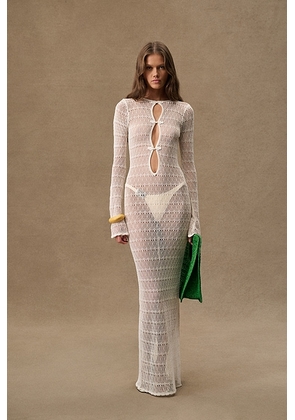 SAME for FWRD Keyhole Crochet Dress in Cream - Cream. Size L (also in M, XL).