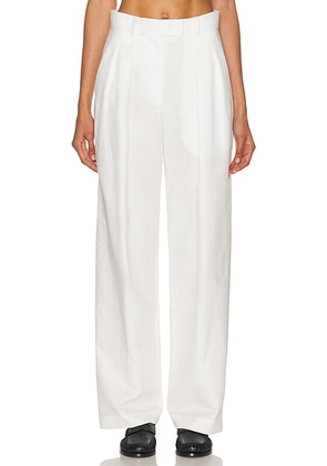 RENGGLI Cotton Pleated Trouser in Chalk - White. Size 4 (also in 6, 8).