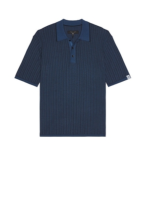Rag & Bone Harvey Garment Dyed Polo in Moonlight - Navy. Size S (also in ).