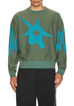 P.A.M. Perks and Mini Kuu Crew Neck Sweater in Green & Blue - Green. Size S (also in ).
