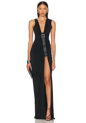 Sid Neigum Gathered Belt Dress in Black - Black. Size M (also in S, XS).