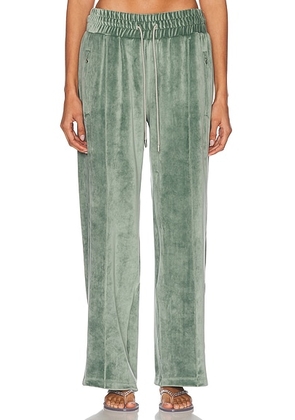 PRISCAVera Velour Track Pant in Dark Jade - Sage. Size L (also in M, XS).