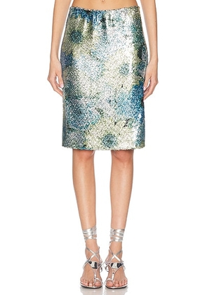 PRISCAVera Sequin Midi Skirt in Silver Dew - Metallic Silver. Size L (also in M).