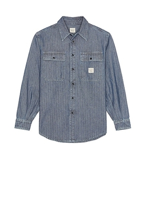Roy Roger's x Dave's New York Shirt Time Off Recycled Indigo Chevron Rinse in Indigo - Blue. Size M (also in ).