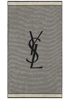 Saint Laurent Serviette De Plage Towel in Beige & Black - Beige. Size all.