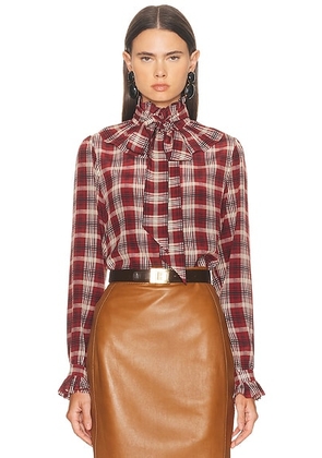 Saint Laurent High Neck Top in Bordeaux Craie Noir - Brick. Size 36 (also in 38).